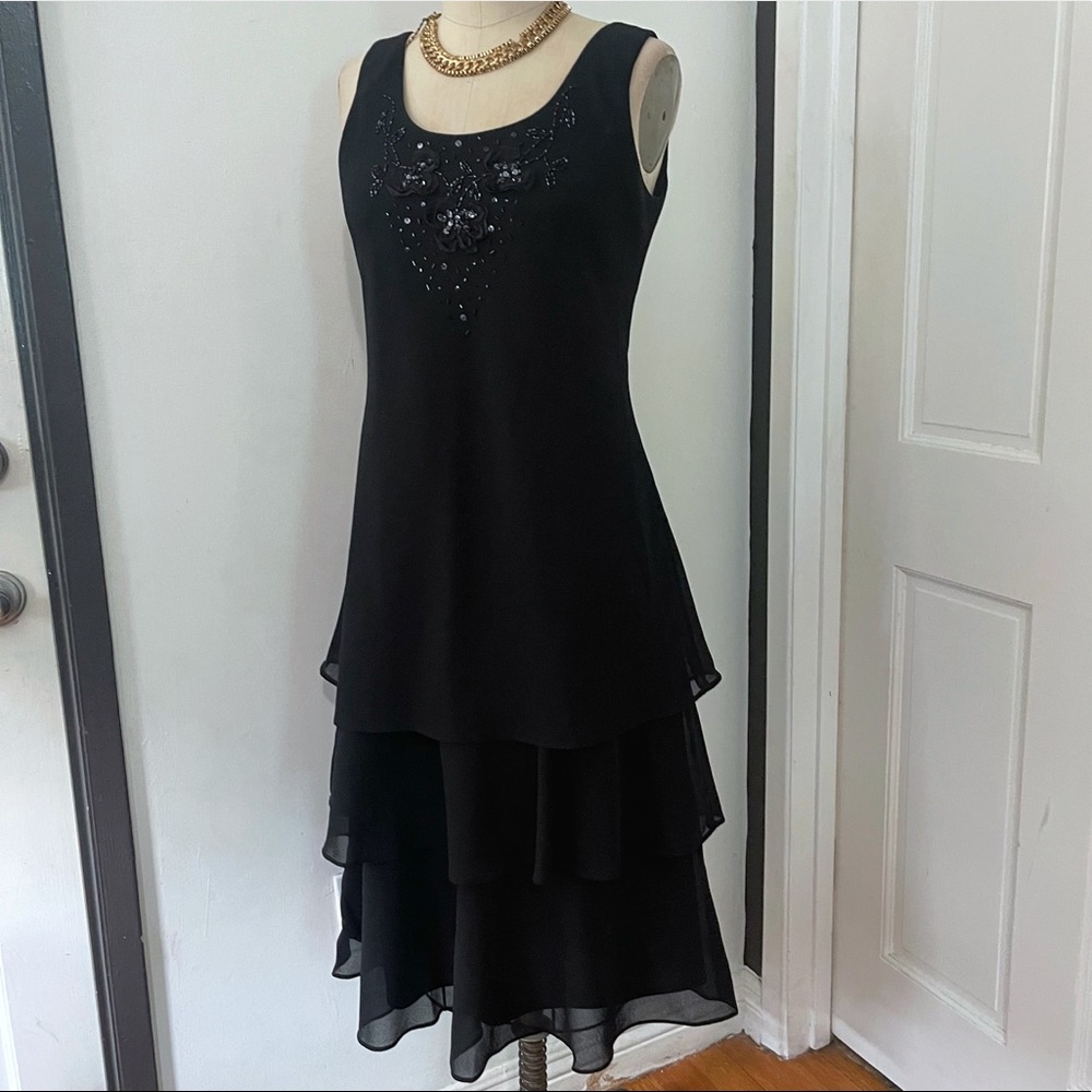 Vintage Beaded Floral Beaded Tiered Dress